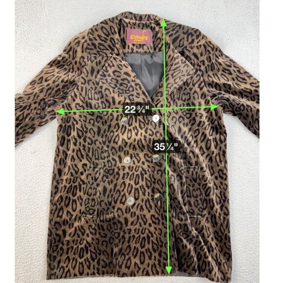 Vintage Women’s Leopard Print De Ball Velvet Double Breasted Overcoat Jackie O - Picture 3 of 8